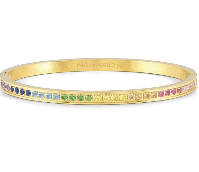 PRETTY BANGLES bracelet , steel, cz SMALL SIZE MIXED fin. Yellow gold