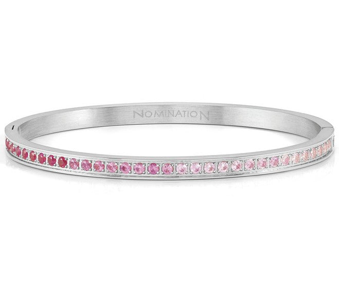 PRETTY BANGLES bracelet, steel, cz SIZE LARGE PINK