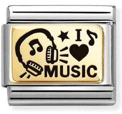 030166/46 Classic   steel, 18k gold I love music