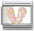 030272/89 Classic steel, enamel, 18k gold Pink, white flip flops