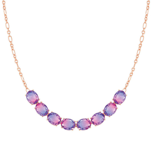 SYMBIOSI necklace  925 sterling silver BICOLOR stones (E) PINK-PURPLE fin. Pink gold