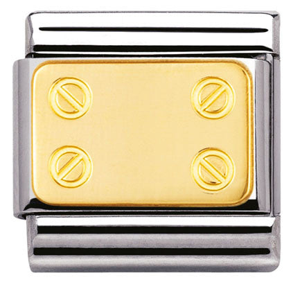 30121/10 Classic ENGRAVED SIGNS,S/Steel,bonded yellow gold, Screws
