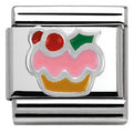 330204/10 Classic CHRISTMAS S/Steel,enamel,Silver 925 cupcake