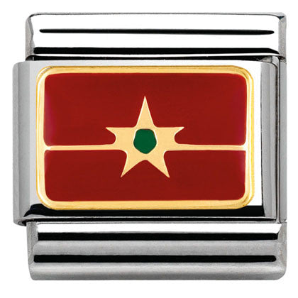 030237/20 Classic Flag AFRICA,S/steel, enamel, bonded yellow gold  MOROCCO