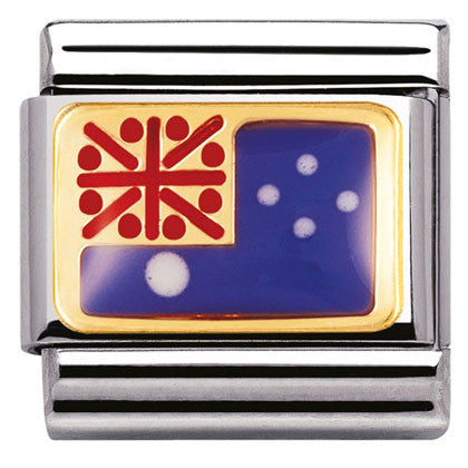 030238/01 Classic OCEANIA FLAG,S/steel,enamel,bonded yellow gold  AUSTRALIA