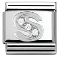 330301/19 Classic LETTER S S/steel. Cub. zirc,925 silver