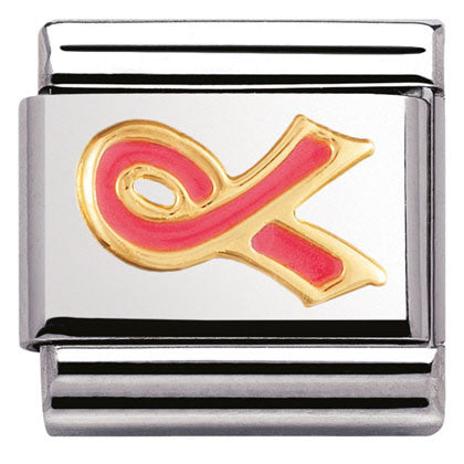 030208/29 Classic DAILY LIFE,S/Steel,enamel,bonded yellow gold  Pink ribbon