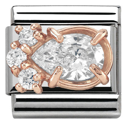 430309/01 Classic ZIRCONIA S/steel,9k gold WHITE Drop