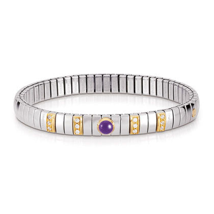 EXTENSION N.Y. Bracelet (S) in stainless steel with 18k gold? Cubic Zirconia and semiprecious stones (002_AMETHYST)