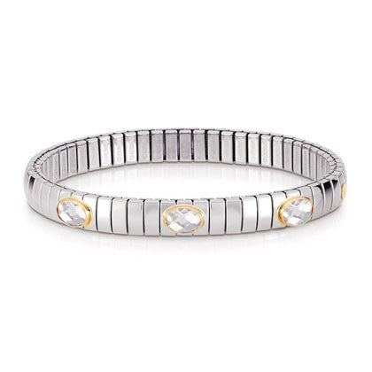 EXTENSION bracelet (S) in stainless steel with 18k gold and 3 CZ  White  010