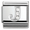 330301/10 Classic LETTER J S/steel. Cub. zirc,925 silver