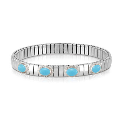 XTE stainless steel? sterling silver and 4 gemstones bracelet (GDR) (016_Turquoise)