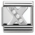 330301/24 Classic LETTER X S/steel. Cub. zirc,925 silver