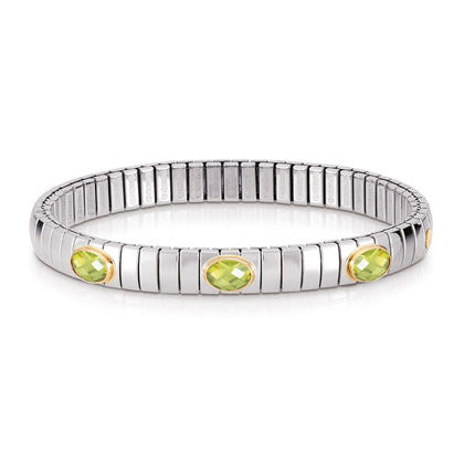 EXTENSION bracelet (S) in stainless steel with 18k gold and 3 Cubic Zirconia (004_GREEN)