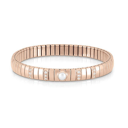 Bracelets GOLDEN PINK (S) in steel? sil. 925?CZ and 1 stone (013_White Pearl)