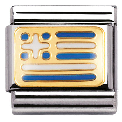 030234/22 Classic  FLAG ,S/steel,enamel,bonded yellow gold GREECE