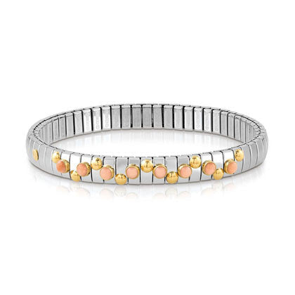 EXTENSION bracelet in stainless steel with 18K gold and small stones (006_PINK CORAL)