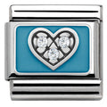 330306/07 Classic S/Steel,enamel,Cz. 925 silver Blue Heart
