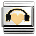 030283/01 Classic LOVE 2 stainless steel? enamel and yellow gold Heart with headphones