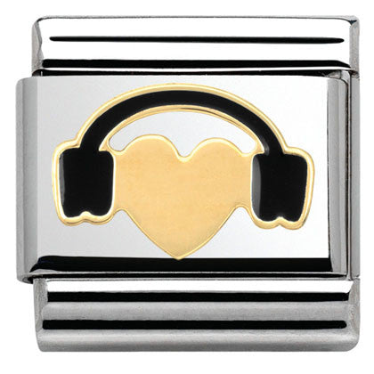 030283/01 Classic LOVE 2 stainless steel? enamel and yellow gold Heart with headphones
