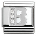 330301/02 Classic LETTER B S/Steel. Cub. zirc,925 silver