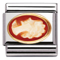 030504/12 Classic OVAL SEMIPRECIOUS STONES,S/Steel, Bonded Yellow Gold CAMEO