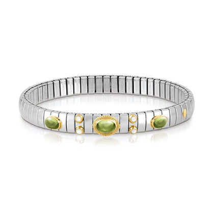 EXTENSION bracelet in stainless steel with 18K gold and stones with ornate settings (016_PERIDOT)