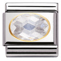 030601/010  Classic FACETED CZ White  S/Steel, Bonded Yellow Gold