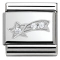 330313/01 CHRISTMAS, S/Steel,enamel,CZ,925 silver  Shooting Star