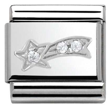 330313/01 CHRISTMAS, S/Steel,enamel,CZ,925 silver  Shooting Star