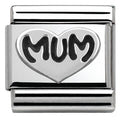 330101/12 Classic OXIDIZED,S/steel,sterling silver Mum Heart
