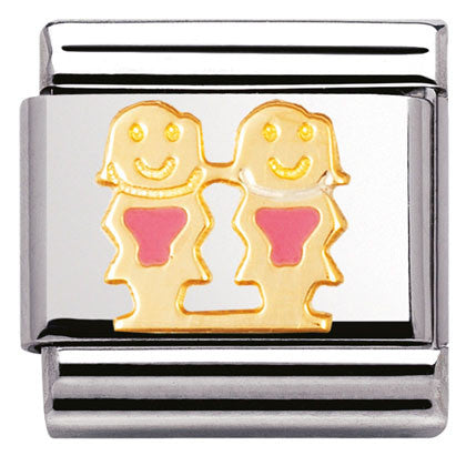 030209/48 Clasic FUN S/steel,enamel & bonded yellow gold Sisters