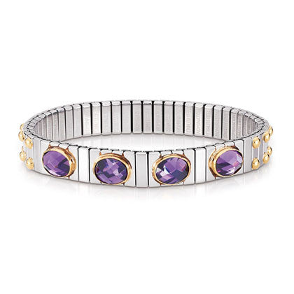 EXTENSION bracelet (M) in stainless steel with 18k gold and faceted Cubic Zirconia (001_PURPLE)