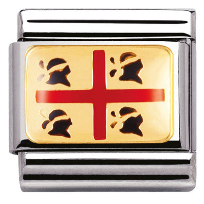 030228/12 Classic RELIEF S/Steel,enamel,bonded yellow gold ,Sardinian Flag