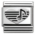 330101/06 Classic OXIDIZED ,S/steel,silver Heart, musical note