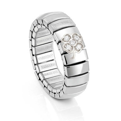XTE stainless steel? sterling silver with Cubic Zirconia rings (005_Four leaf clover)