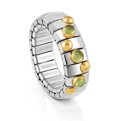 EXTENSION ring in stainless steel with 18K gold and small stones (016_PERIDOT)