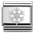 330313/02 CHRISTMAS S/Steel,enamel,CZ,925 silver Snowflake