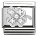 330304/07 Classic S/steel,CZ,silver 925 Clover