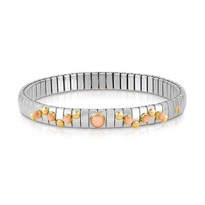 EXTENSION bracelet in stainless steel with 18K gold? round stone and small stones (006_PINK CORAL)