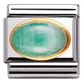 030504/09 Classic OVAL SEMIPRECIOUS STONES,S/Steel,Bonded Yellow Gold Emerald