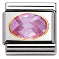 030601/003 Classic FACETED CZ Pink   S/Steel, Bonded Yellow Gold