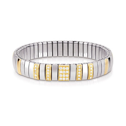 EXTENSION N.Y. Bracelet (M) in stainless steel with 18k gold and Cubic Zirconia (001_WHITE)