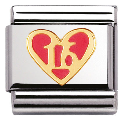 030207/44 Classic Love.S/steel,enamel,bonded yellow gold  16 heart