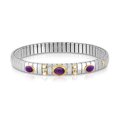 EXTENSION bracelet in stainless steel with 18K gold and stones with ornate settings (013_AMETHYST)