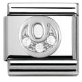 330301/15 Classic LETTER O S/steel. Cub. zirc,925 silver