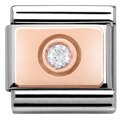 430303/03 Classic ENGRAVED.S/steel,9K rose gold CZ  Circle White CZ