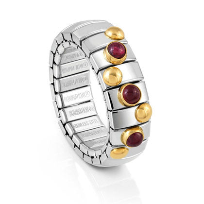 EXTENSION ring,stainless steel,18K gold,small stones GARNET