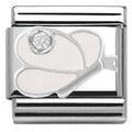 330305/08 CLASSIC Silver & enamel,1 CZ,925 silver White Butterfly