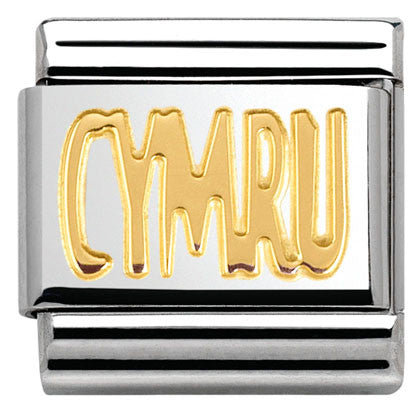 030107/24 Classic WRITING,S/Steel,bonded yellow gold CYMRU